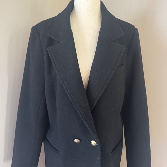 A&F Tailored Wool-Blend Dad Coat Classic Black Size Medium - Picture 3 of 12